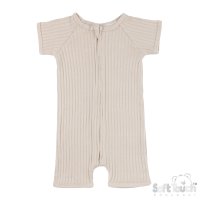 JS4600-BI: Biscuit Ribbed Jumpsuit (0-3 Months)